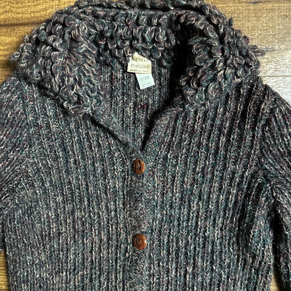 Krizia Maglia • Vtg • Medium • Italy • Purple/Green/Beige • Wool • Knit • Jacket - Picture 7 of 12